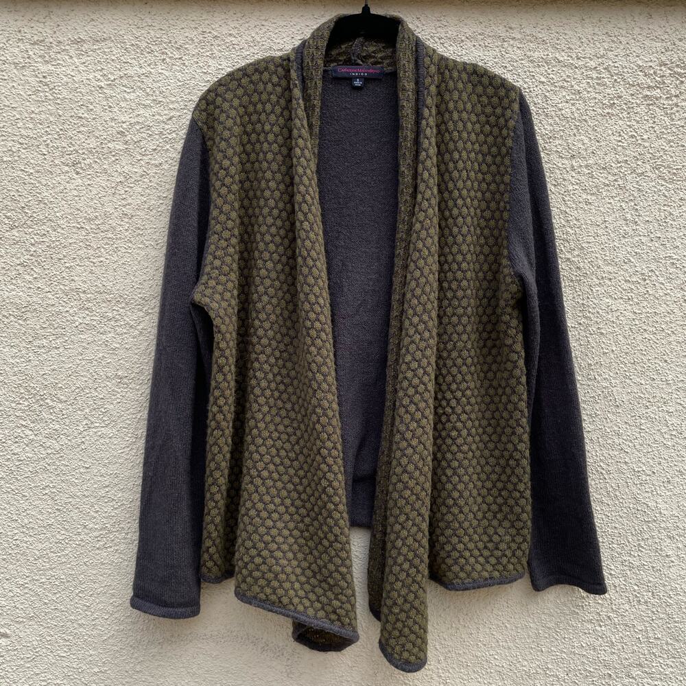 Catherine Malandrino Indigo Knit Wrap Sweater S Green Grey
